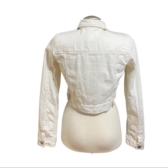 Aeropostale white cropped jean jacket (size medium) - Picture 2 of 10